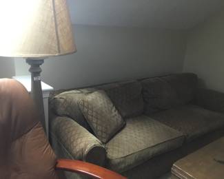 Arhaus couch, Pottery Barn Lamp