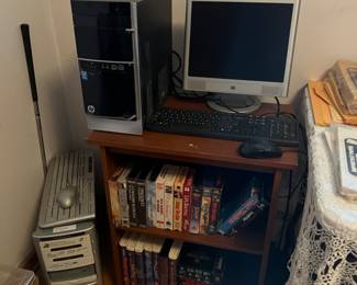 Tower computer, monitors, and VHS's 