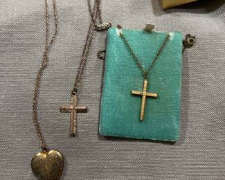 Vintage heart and crucifix necklaces