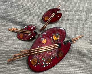 Matisse brooch and matching palette brooch and earrings