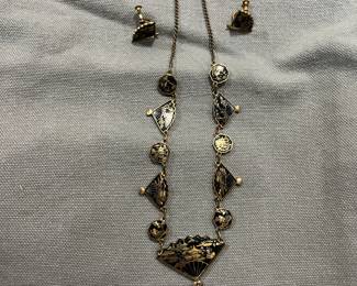 Japanese necklace with clip on earrings