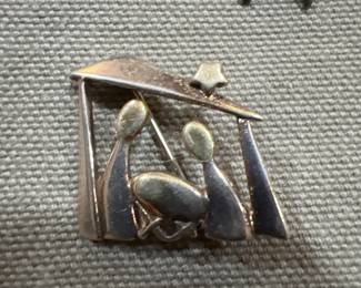 Sterling Nativity Brooch