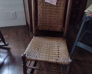 Wicker Cain and Wood Rocker