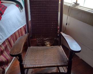 Wicker Cain and Wood Rocker