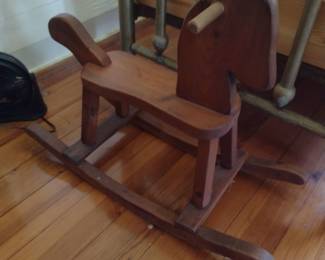 1970's handmade wooden rocking horse $75