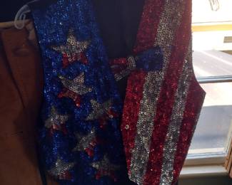 Vintage 1990's Sequin Vest and Bowtie American Theme Size Medium $25