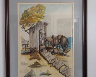 Cute Framed Outhouse print