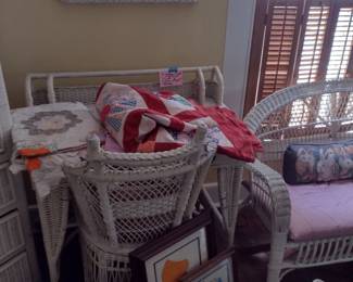 Wicker Set (Desk, Chair, Chest of Drawers, Sofa, Mirror, Trash Can) $400