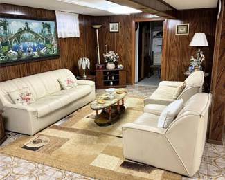VINTAGE CONTEMPORARY MODERN ITALIAN LEATHER LIVING ROOM