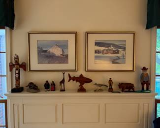 Assorted handmade wood carved sculptures