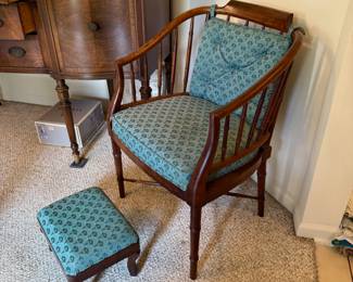 Antique chair with foot rest, by Drexel