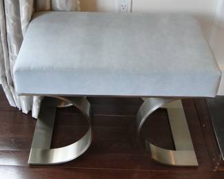 Suede and Chrome Ottomans