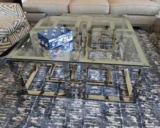 Glass and Metal Coffee Table 44x18 square