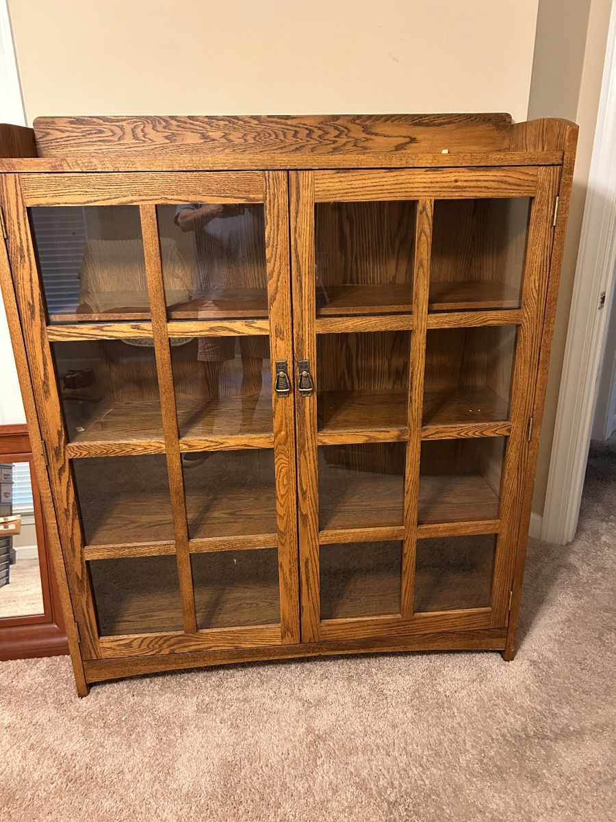 Handsome oak mission style bookcase.