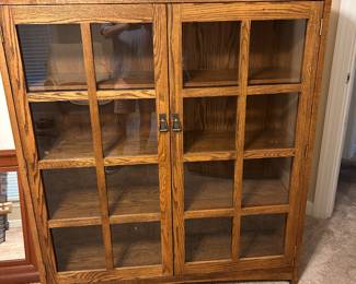 Handsome oak mission style bookcase.