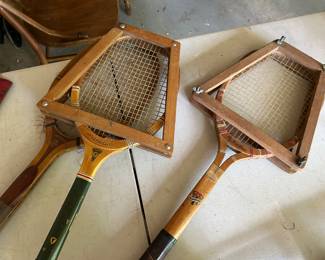 Vintage tennis rackets.