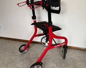 Drive Nitro Sprint Red Folding Walker with Wheels and Hand Brakes