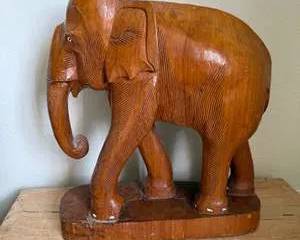 Handcrafted Wooden Elephant Sculpture