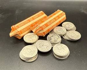 3 Rolls of 40 Silver Quarters, 743 Grams Total, Years 1926-1964