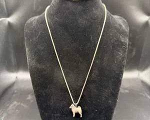 Real Silver Necklace with Elkhound Pendant, 7 Gram Overall Weight