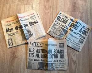 Vintage Newspapers Celebrating Space Exploration Events