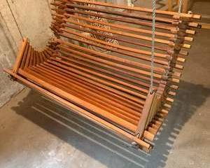 Wooden Swinging Bench and Rope Hammock