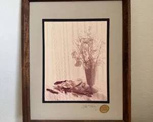 Framed Vintage Art Photography Print with Floral Arrangement by Art Gore