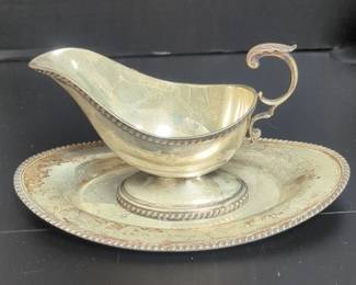 Silver Gravy Boat And Dish