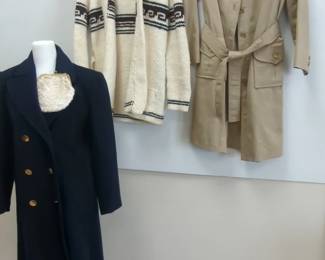 Womens Trench Coats, Cardigan And Beaded Clutch