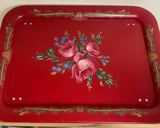 Vintage Metal Floral Folding Lap Tray
