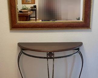Brown Metal Entryway Table, Gold Brown Wall Mirror