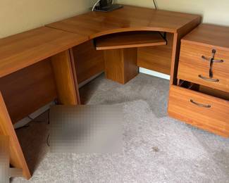 Laminate Corner Desk with Locking 3 Drawer File cabinet