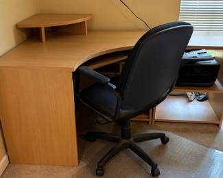 Vintage Laminate Corner Desk, Computer Stand And Chair