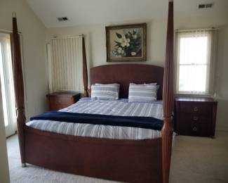 King bedroom set: bed; two nightstands; dresser with mirror