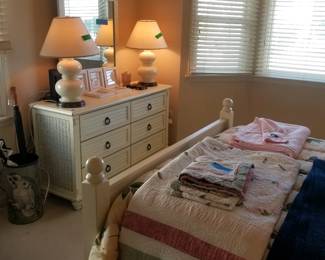Queen bedroom set: dresser with mirror; TV