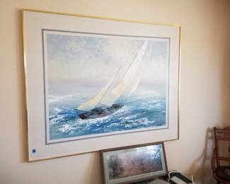 Nautical art by artist Lee Reynolds is 60" x 48"
