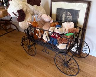 Toys and Stuffed Toys.   Very Heavy Wrought Iron Cart  Perfect for Display.