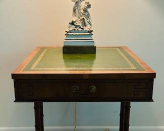 Wm A Berkey leather top side table