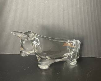 Crystal bull candy dish