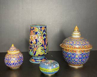 Benjarong porcelain ware & Cloisonné vase