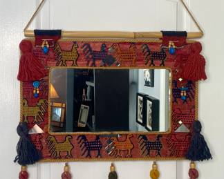 Hanging tapestry mirror