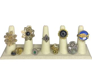 Collection of costume rings, some sterling & brass 