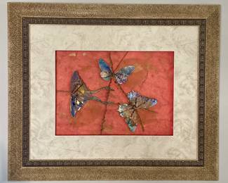 Mixed media butterfly art framed