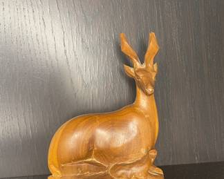 Carved wood deer