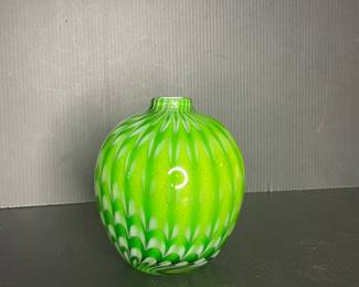 Green swirl glass vase