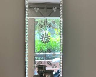Etched mirrored wall sconce