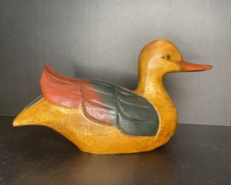 Carved wood duck decoy