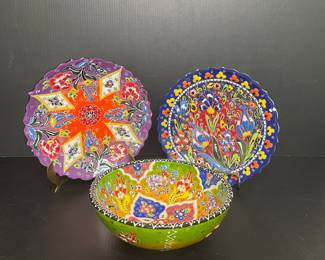Handpainted Turkish bowl & plates
