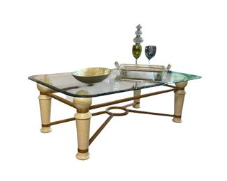 Hollywood Regency Glass top coffee table