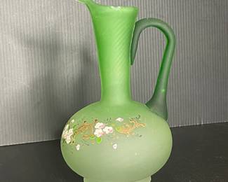 Satin painted glass pitcher